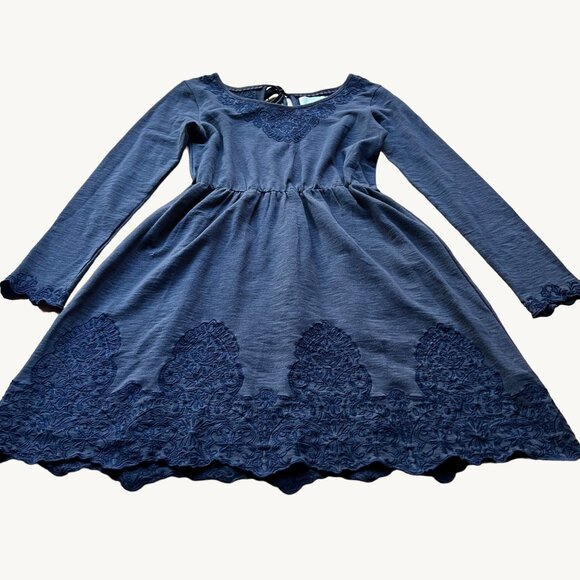 Anthropologie Saturday Sunday Size S Gray Ellie Long Sleeve Embroidered Dress - Picture 2 of 16
